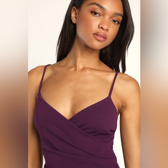 NWT - Lulu’s Sweetest Admirer Purple Ruched Surplice Maxi Dress - size Large - Picture 2 of 8